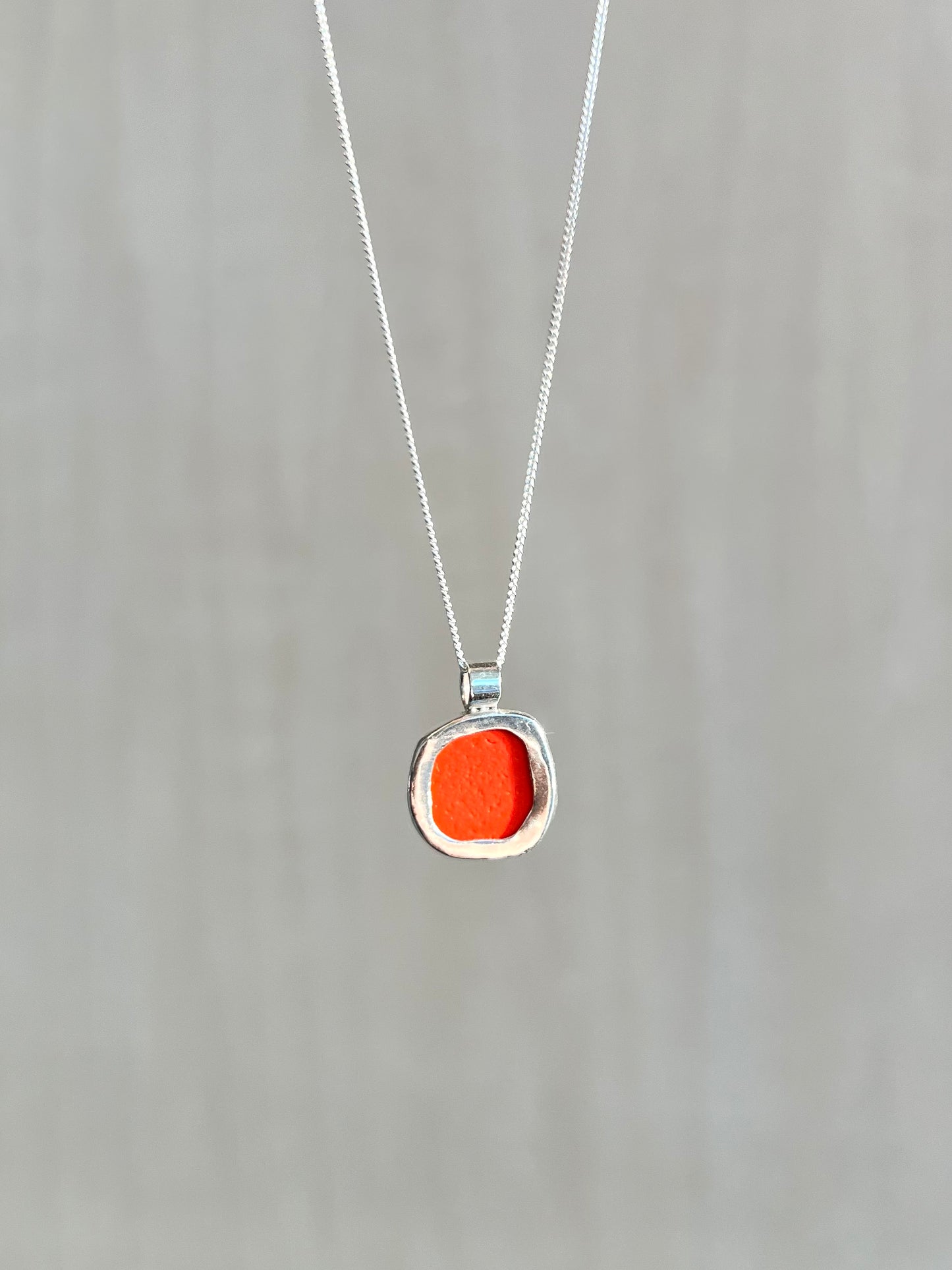 Orange sea glass necklace (very rare!)