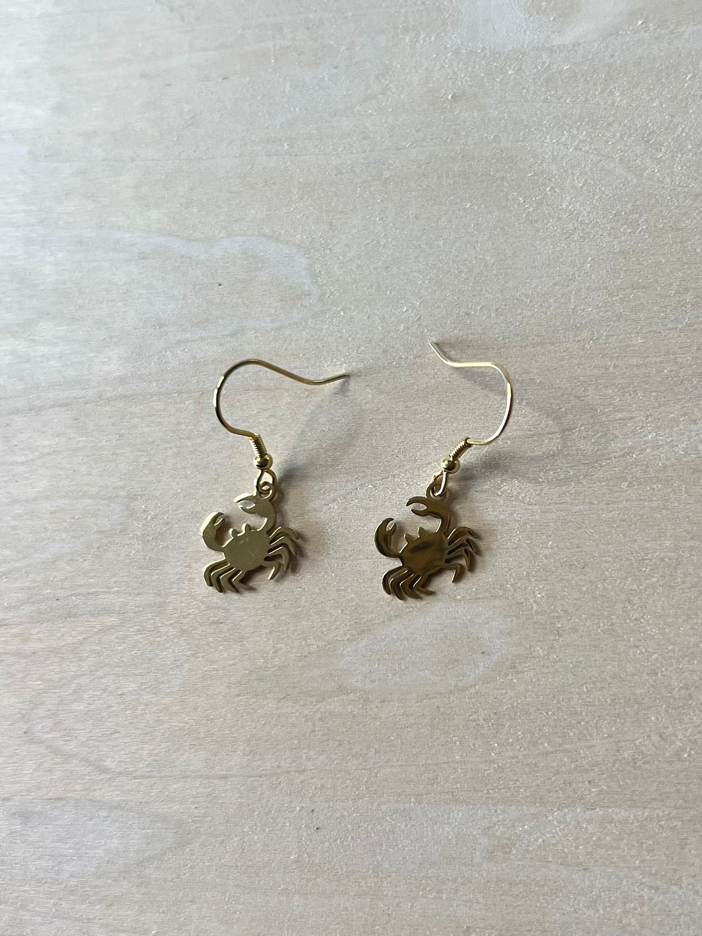 Krebs-Ohrringe (Silber, vergoldet + Edelstahl)