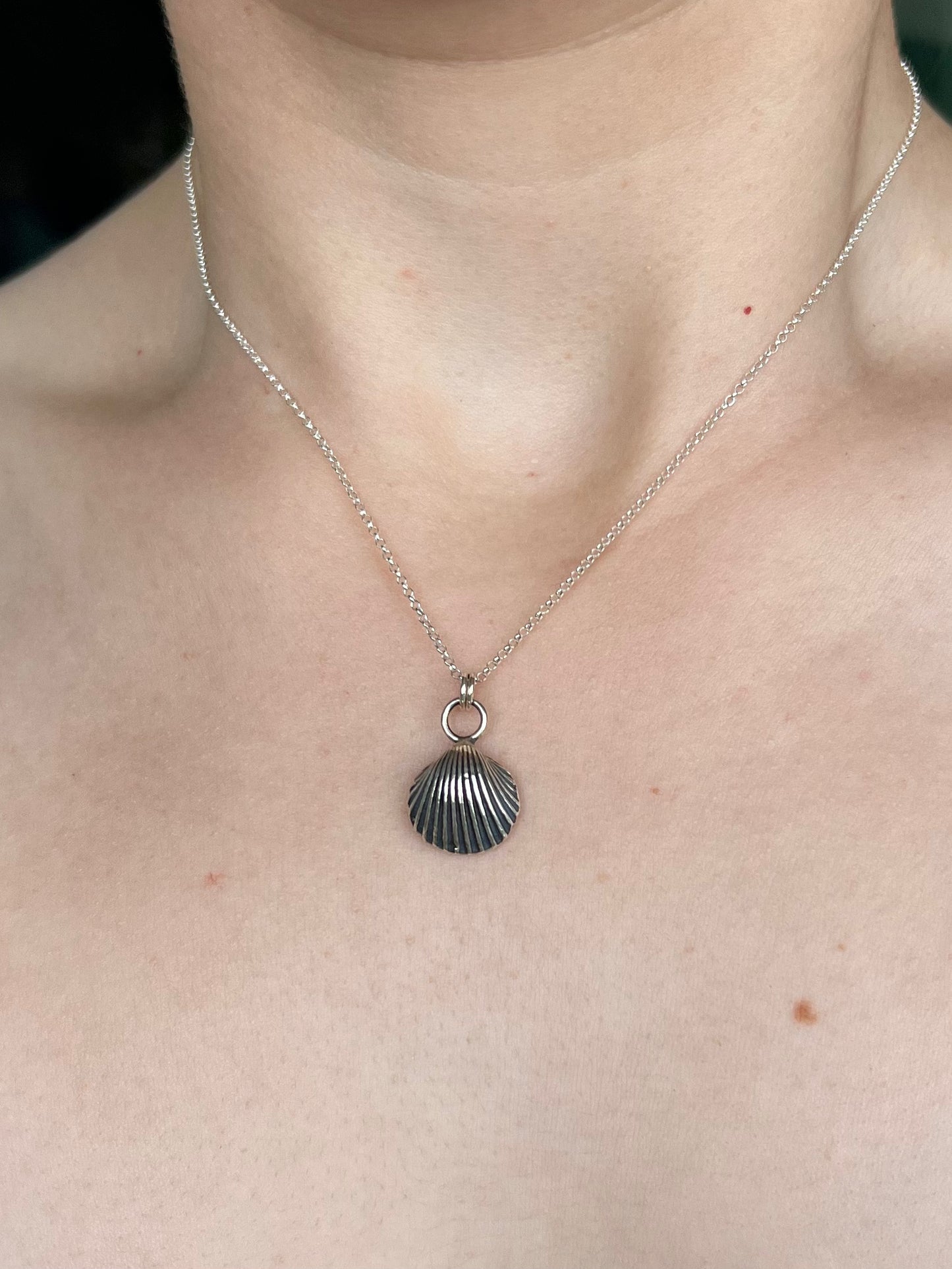 Massive Muschelkette aus recyceltem Silber (Sandguss)