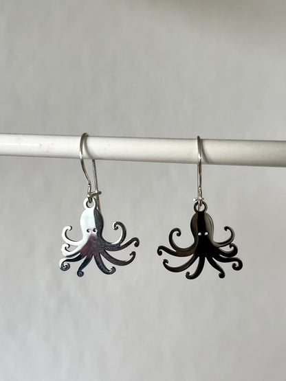 Oktopus-Ohrringe (Silber + Edelstahl)