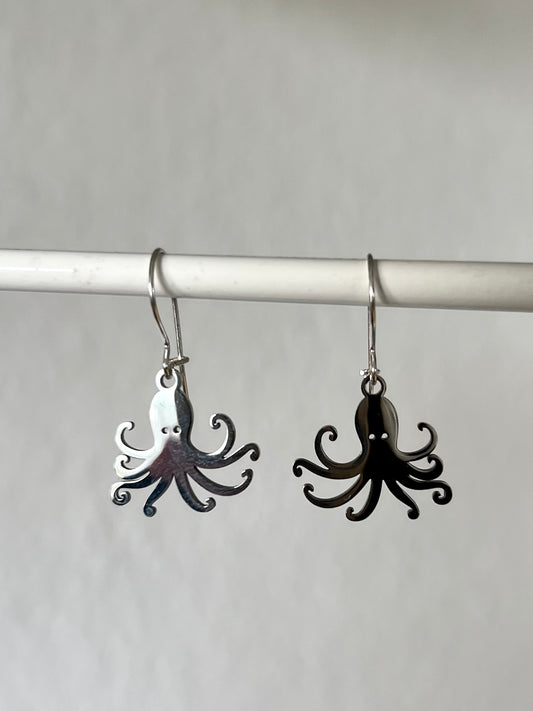 Oktopus-Ohrringe (Silber + Edelstahl)