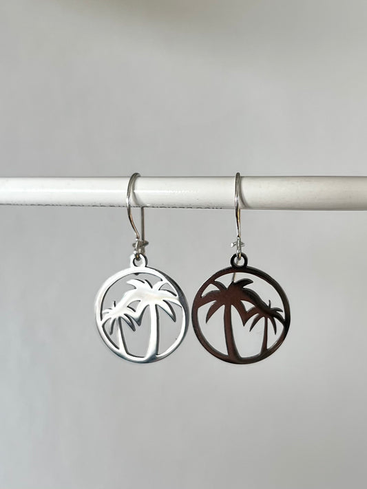 Palmeninsel-Ohrringe (Silber + Edelstahl)