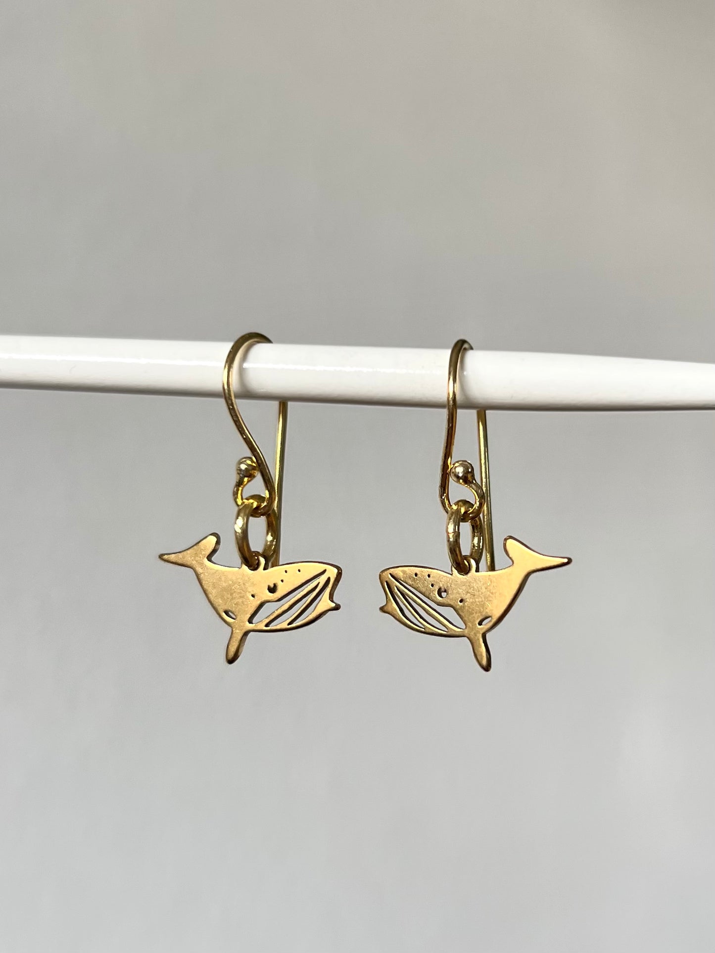 Whale earrings (silver, gold-plated + stainless steel)