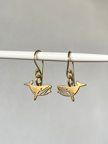 Whale earrings (silver, gold-plated + stainless steel)