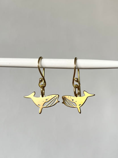Whale earrings (silver, gold-plated + stainless steel)