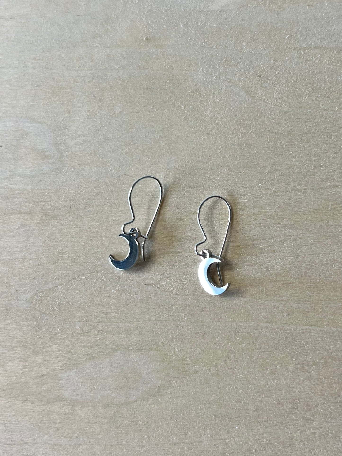 Mond-Ohrringe (Silber + Edelstahl)