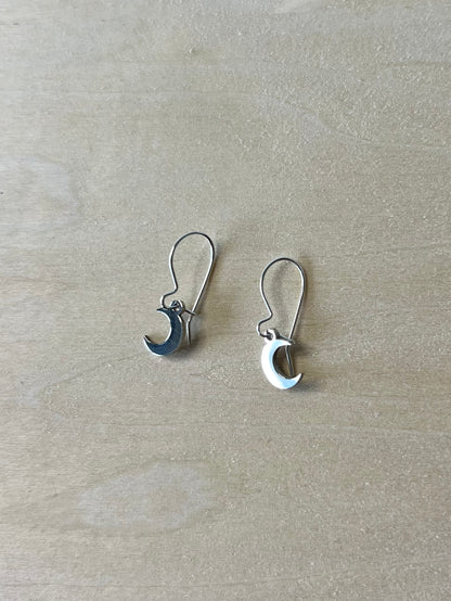 Mond-Ohrringe (Silber + Edelstahl)
