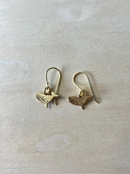 Whale earrings (silver, gold-plated + stainless steel)