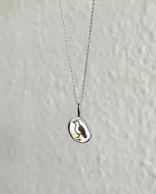 Möwenkette - Keramikscherbe in Silber