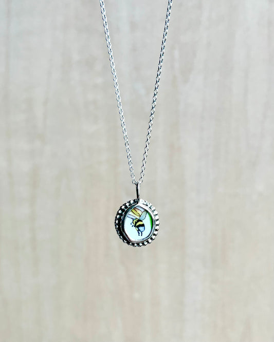 Hummel-/Bienenkette - Keramikscherbe in Silber