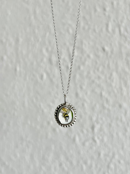 Hummel-/Bienenkette - Keramikscherbe in Silber