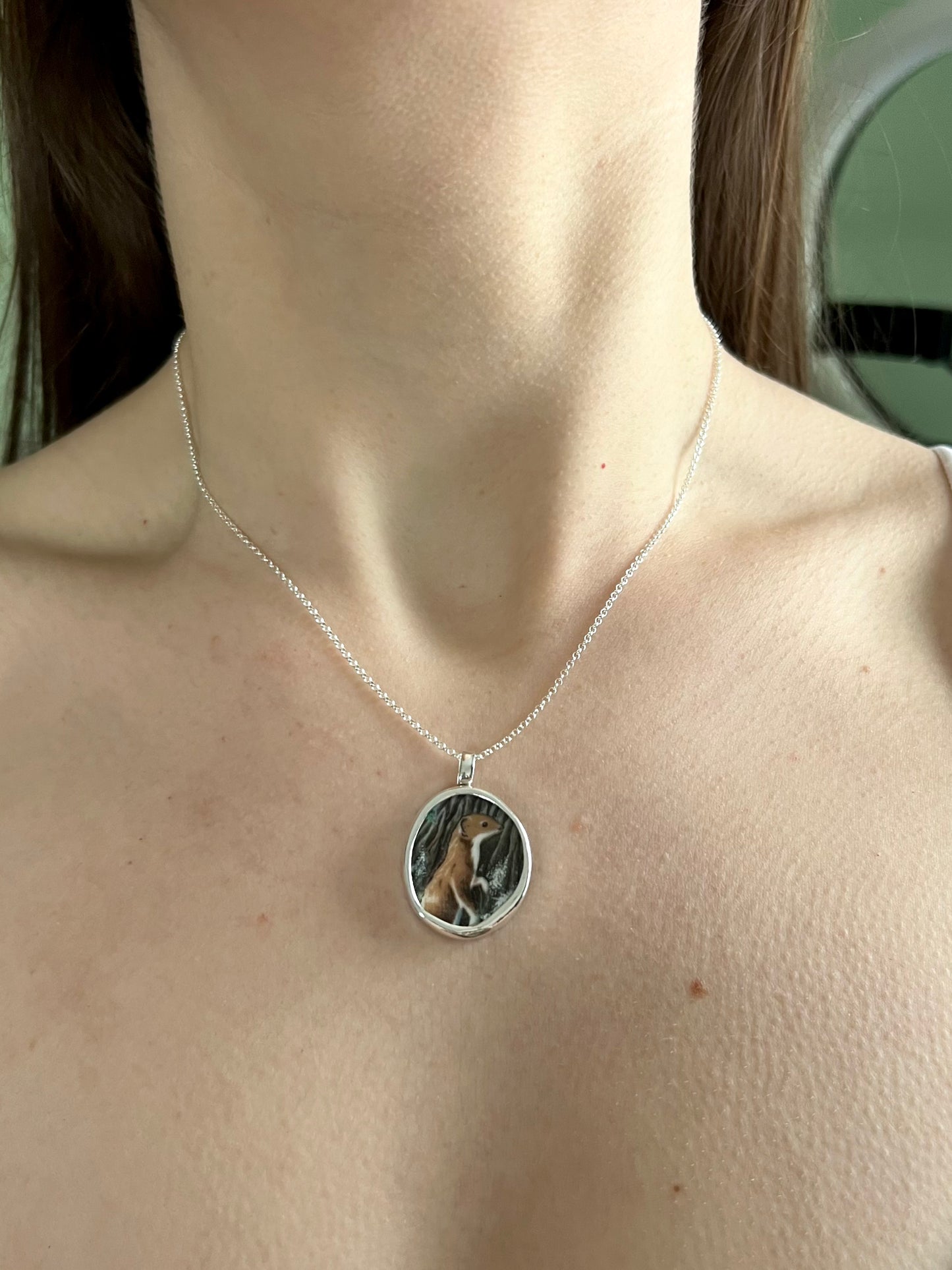 Marderkette - Keramikscherbe in Silber
