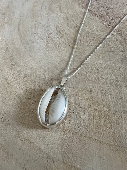 Cowrie shell silver necklace
