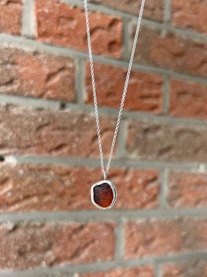 Dark brown sea glass necklace