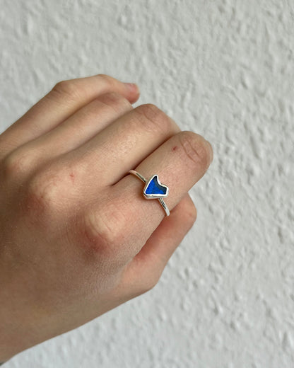 Kobaltblauer Meerglasring aus Silber - größenverstellbar