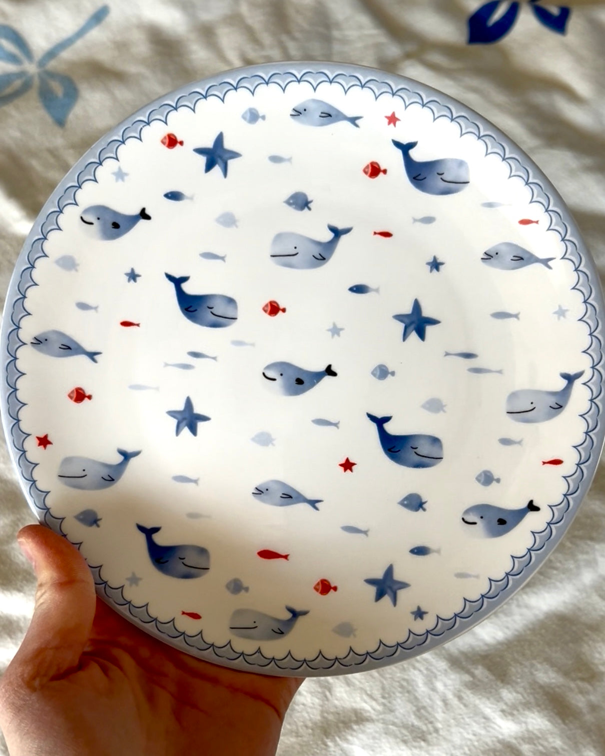 Fisch Statement-Ring / Keramikscherbe in Silber / (Größe 55,5/7,5)