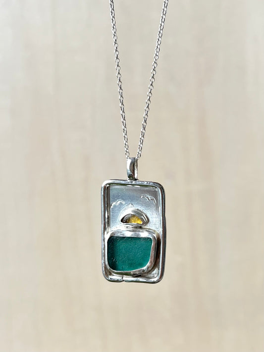 Sonnenuntergang-Meerglas-Kette