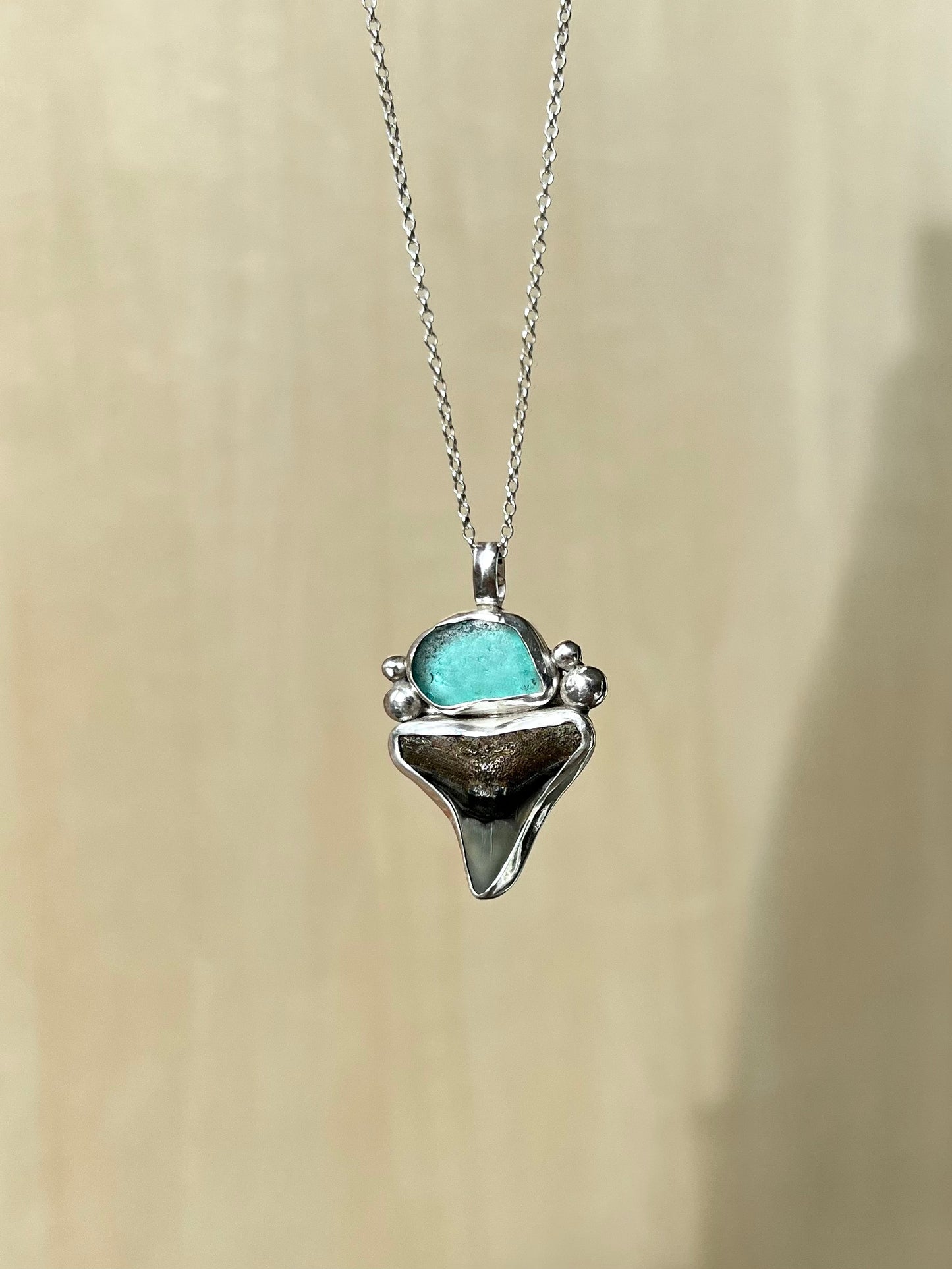 Shark tooth sea glass necklace