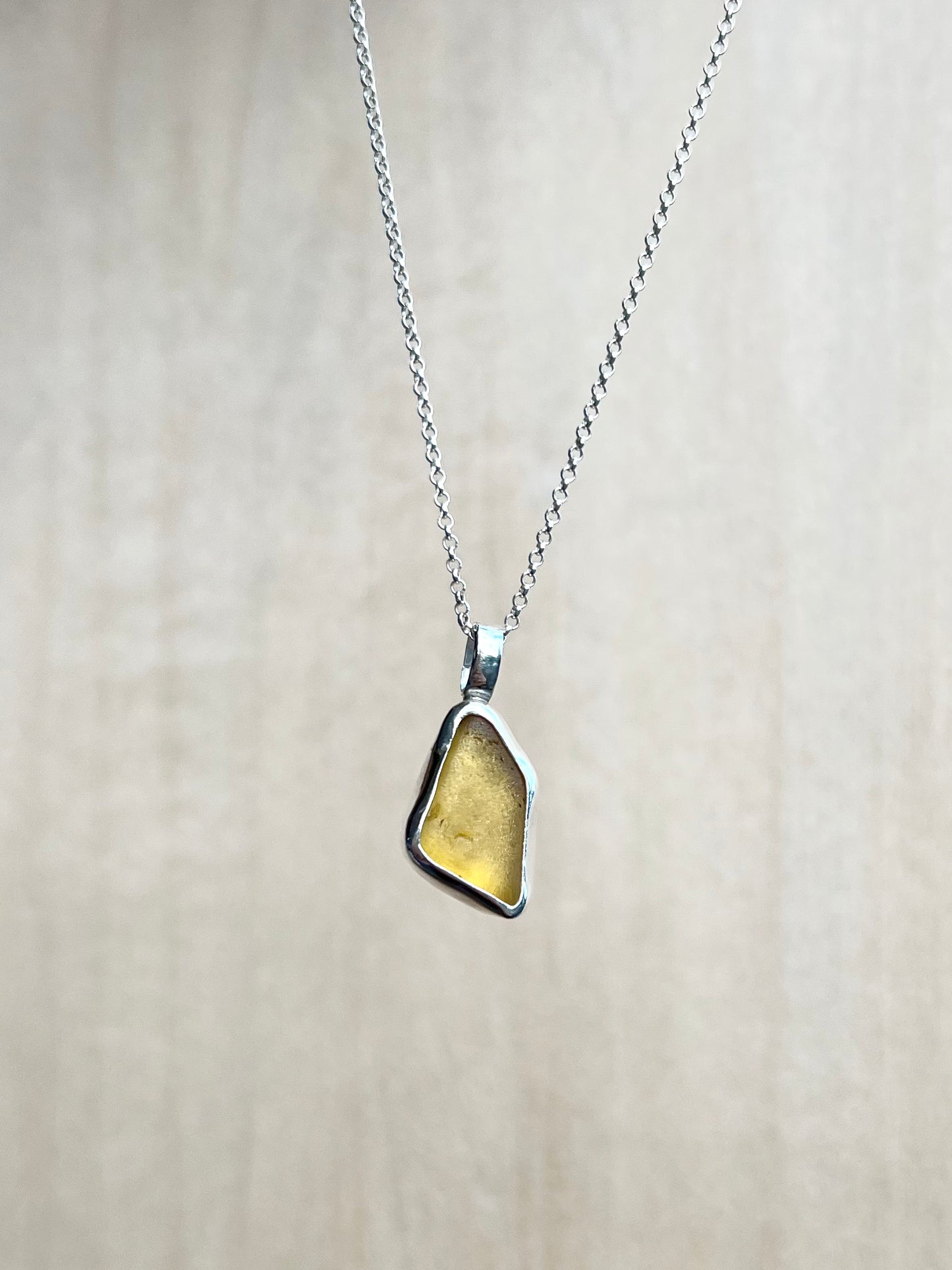 Yellow sea glass necklace