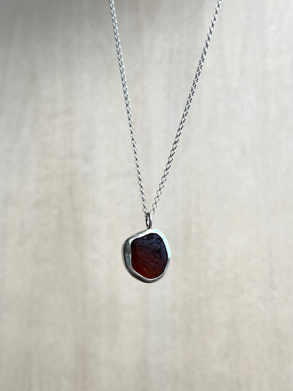 Dark brown sea glass necklace