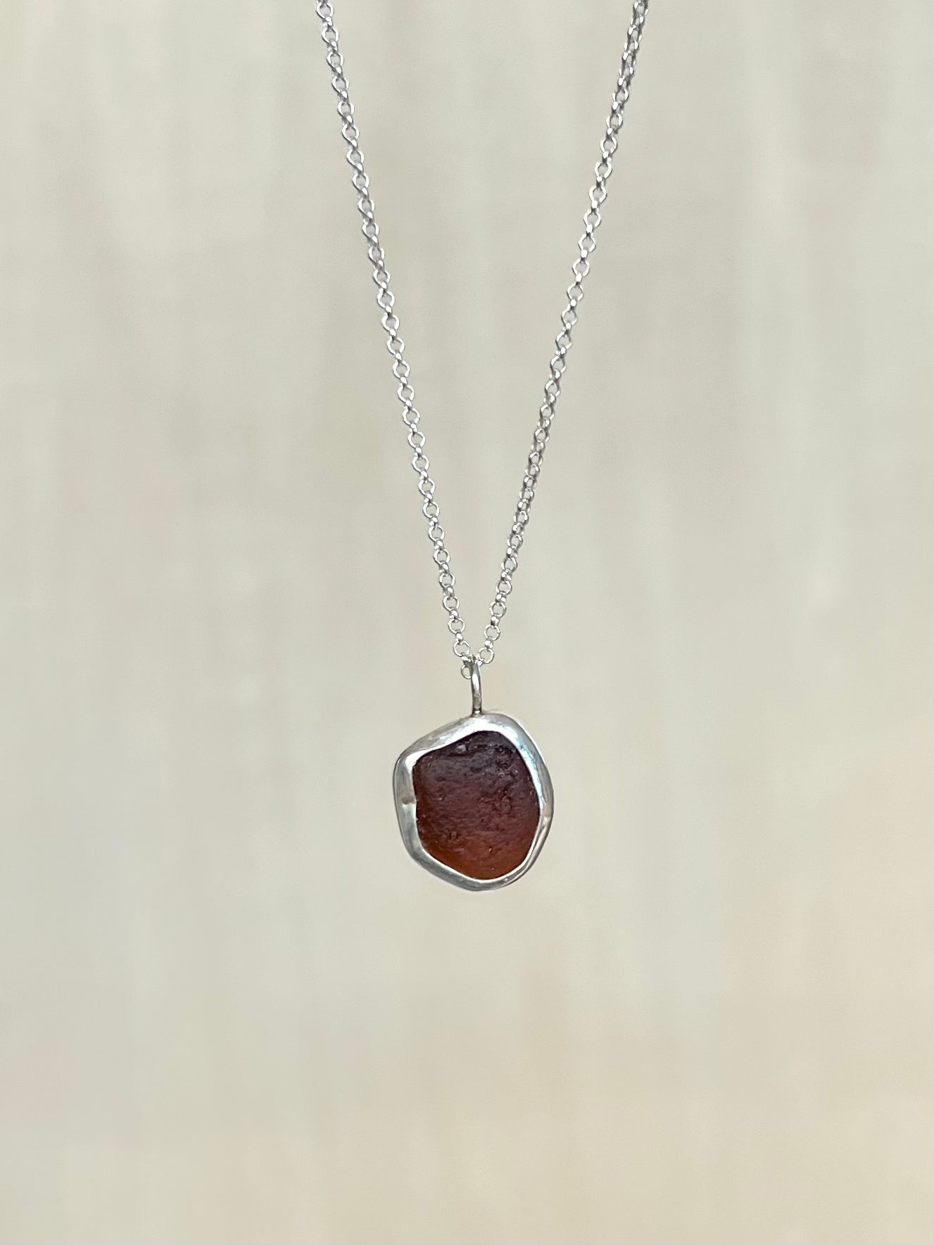 Dark brown sea glass necklace