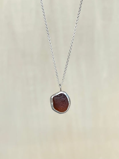 Dark brown sea glass necklace