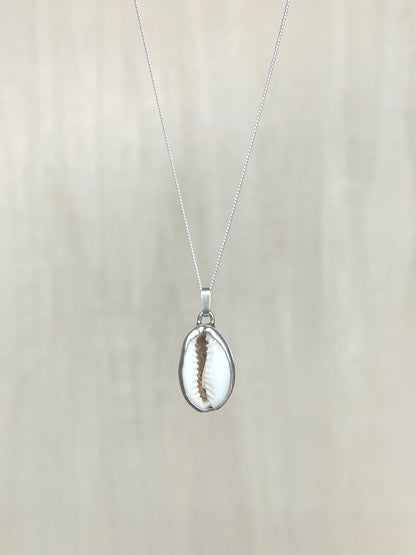 Cowrie shell silver necklace