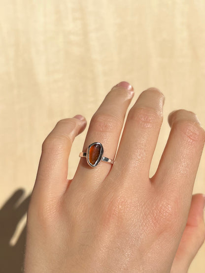 Brown sea glass ring size 52/6