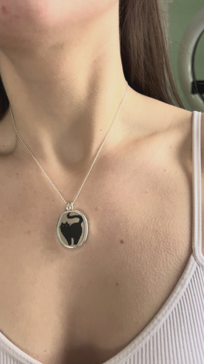 Katzenkette - Keramikscherbe in Silber